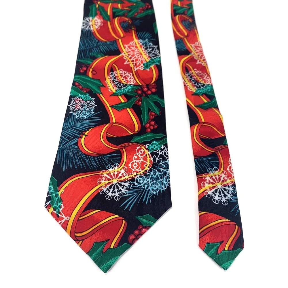 Rush Limbaugh No Boundaries Mens‎ Tie Green & Red Christmas Holiday 100% Silk